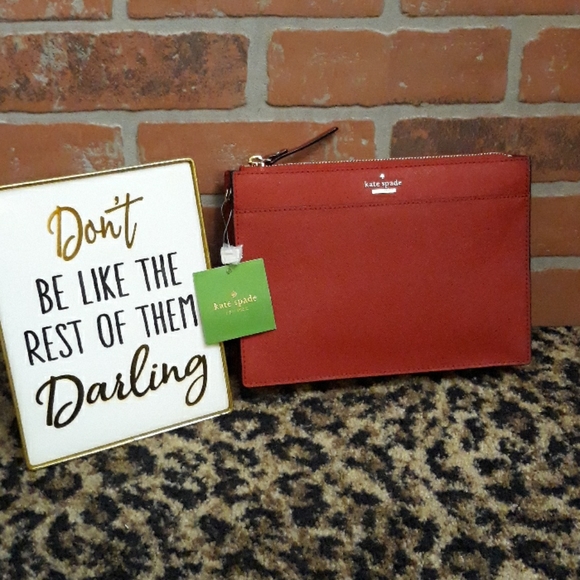 Kate Spade Red Hot Clutch Crossbody Cameron Clarise Purse Handbag NEW Versatile - Picture 5 of 13